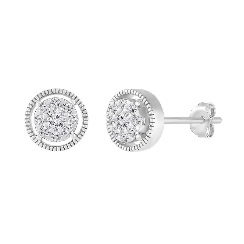 Women’s luxury diamond earrings-1/4 CTW Diamond Cluster Stud Earrings in 10KT White Gold