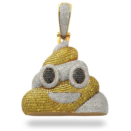 Women’s designer necklace-10K 4.25CTW DIAMOND POOP EMOJI PENDANT