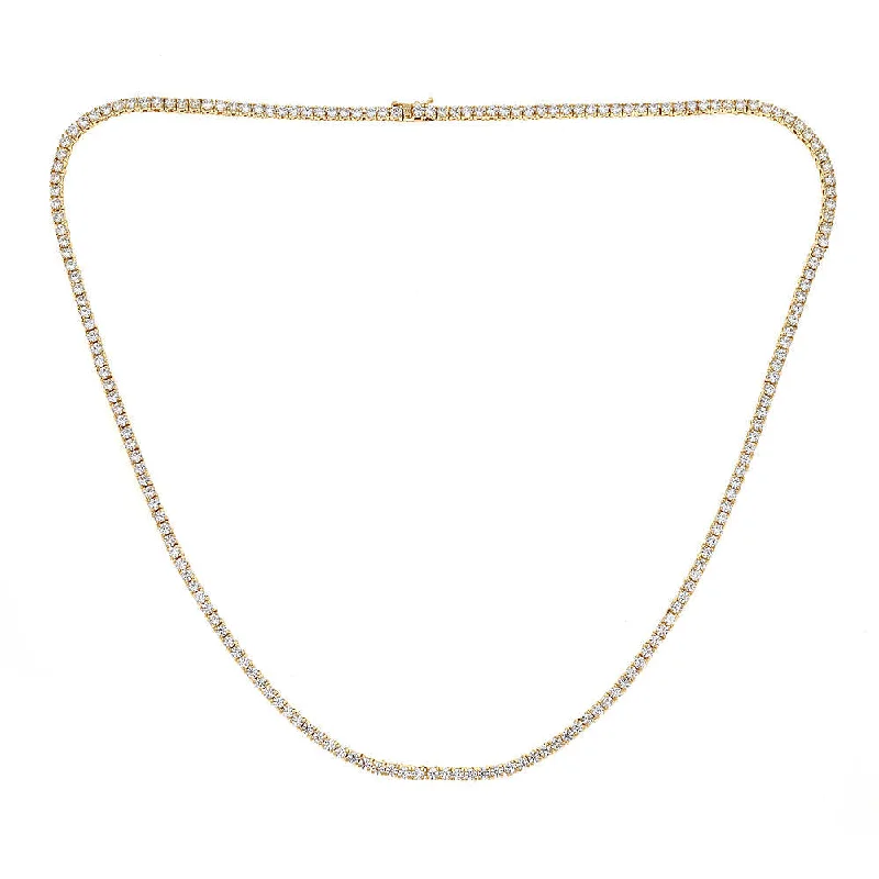 Women’s pearl necklace-Better Jewelry Sterling Silver .925 Iced Out Chain with 3 mm Prong CZ Stones - Gold Plated