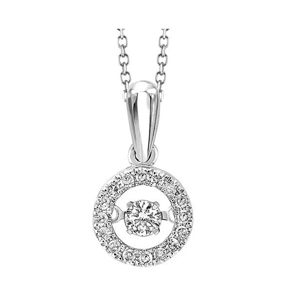 Women’s gold necklace-10K White Gold Diamond Rhythm Of Love Pendant