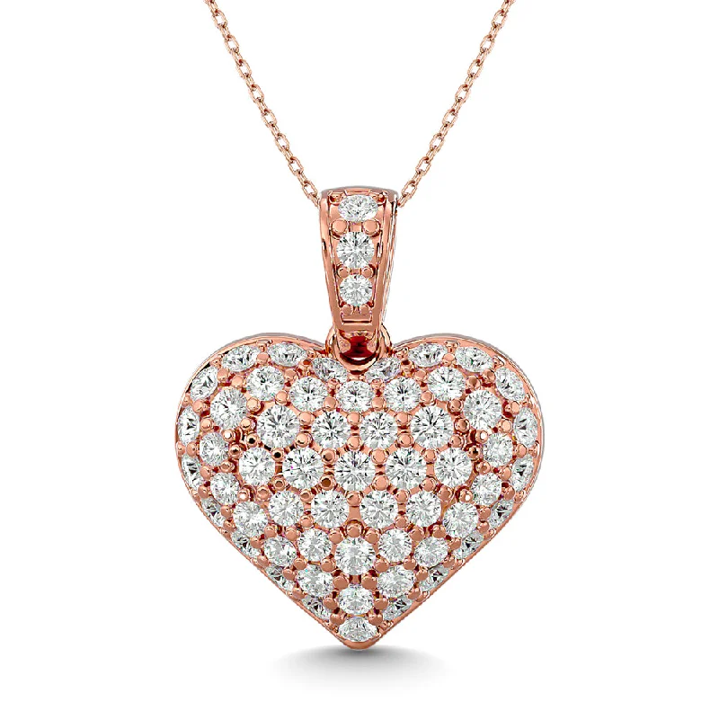 Women’s necklace set-Diamond 1 ct tw Heart Pendant in 10K Pink Gold