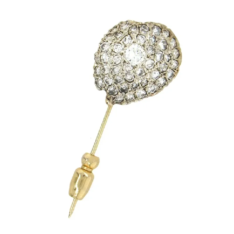 Women’s two-tone engagement ring-Antique Shell-Shape Diamond Stickpin in 14K White Gold