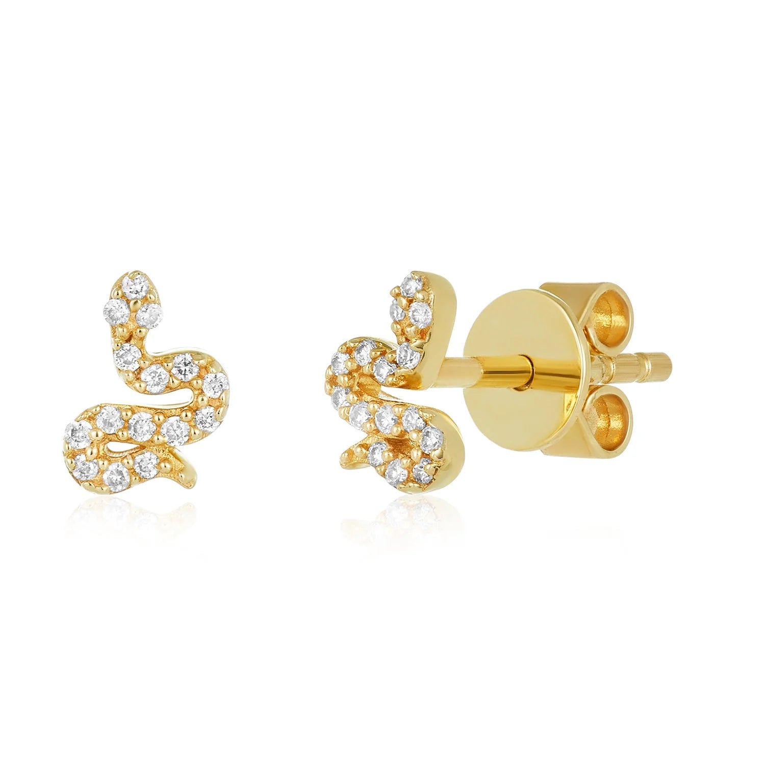 Women’s vintage pearl earrings-Snake Diamond Studs