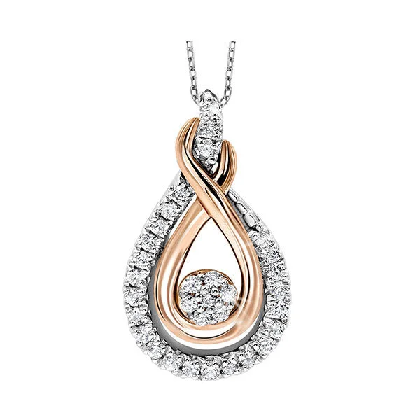 Women’s chic necklace-Sterling Silver And Rose Gold Plated Diamond Pendant