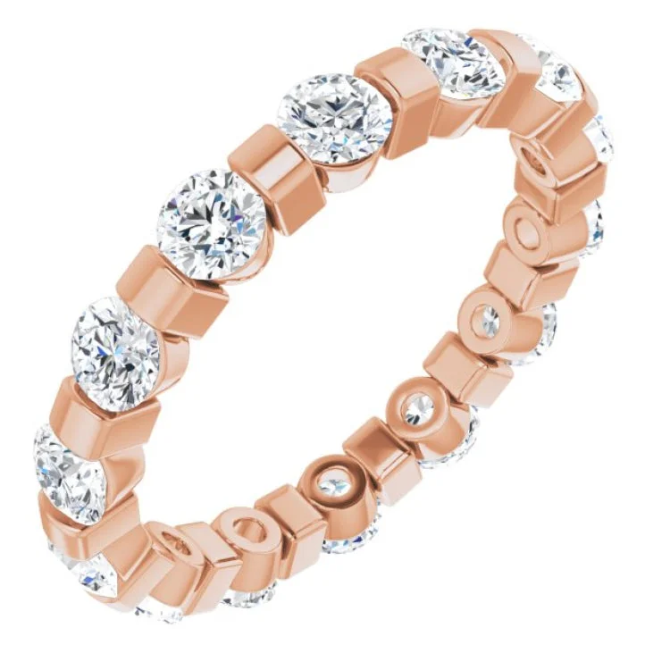 Women’s classic solitaire engagement ring-14K Rose 1 1/2 CTW Diamond Eternity Band