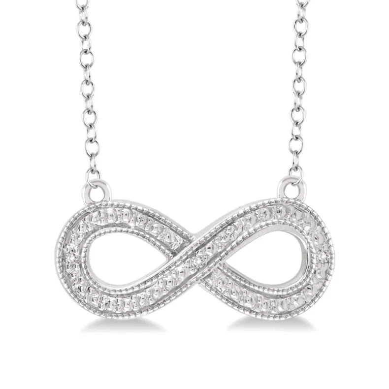 Women’s vintage necklace-Sterling Silver 1/50 Carat Diamond Infinity Pendant