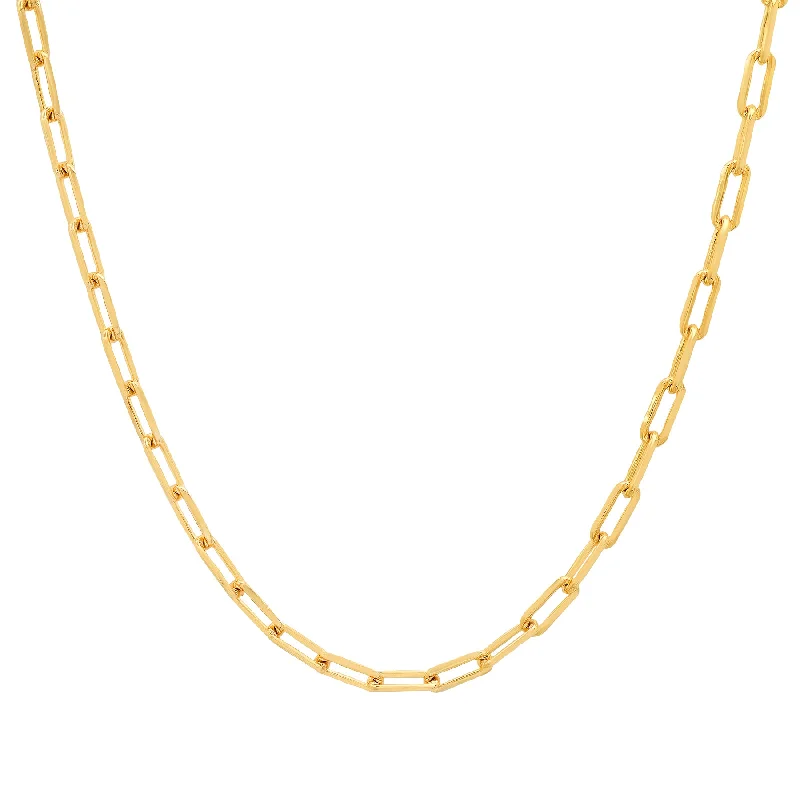 Women’s rose gold necklace-THIN PAPERCLIP CHAIN GOLD