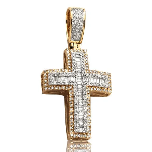 Women’s vintage necklace-0.80CTW DIAMOND BAGUETTE CROSS PENDANT