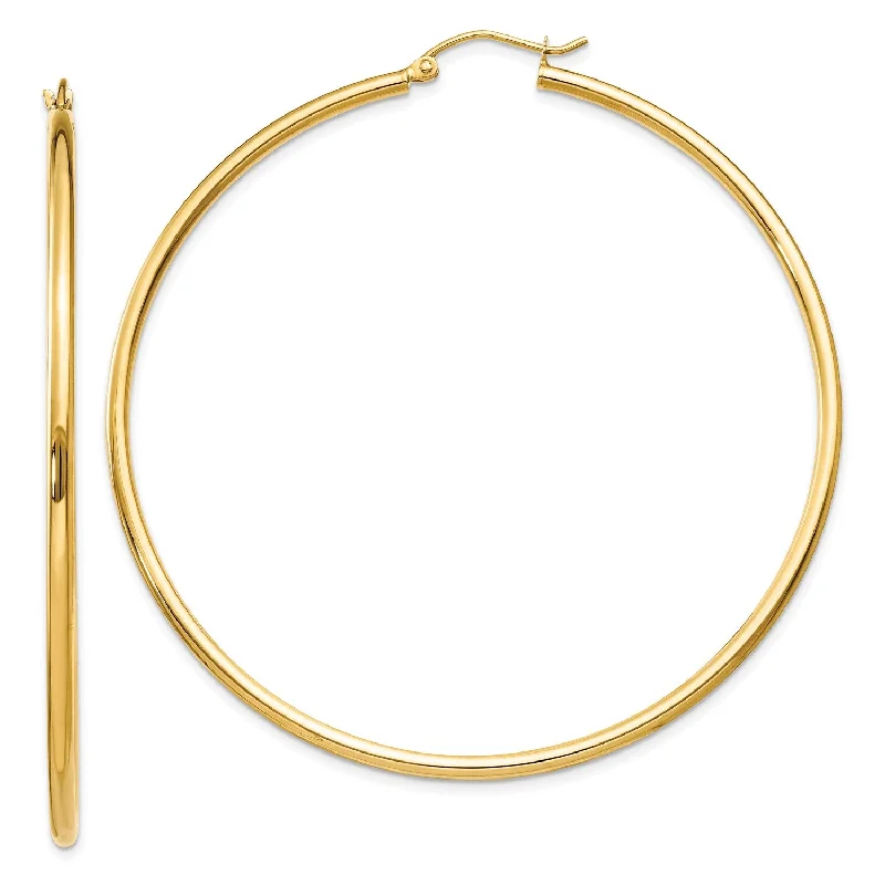 Women’s hoop earrings-14KT Yellow Gold 60X2MM Hoop Earrings