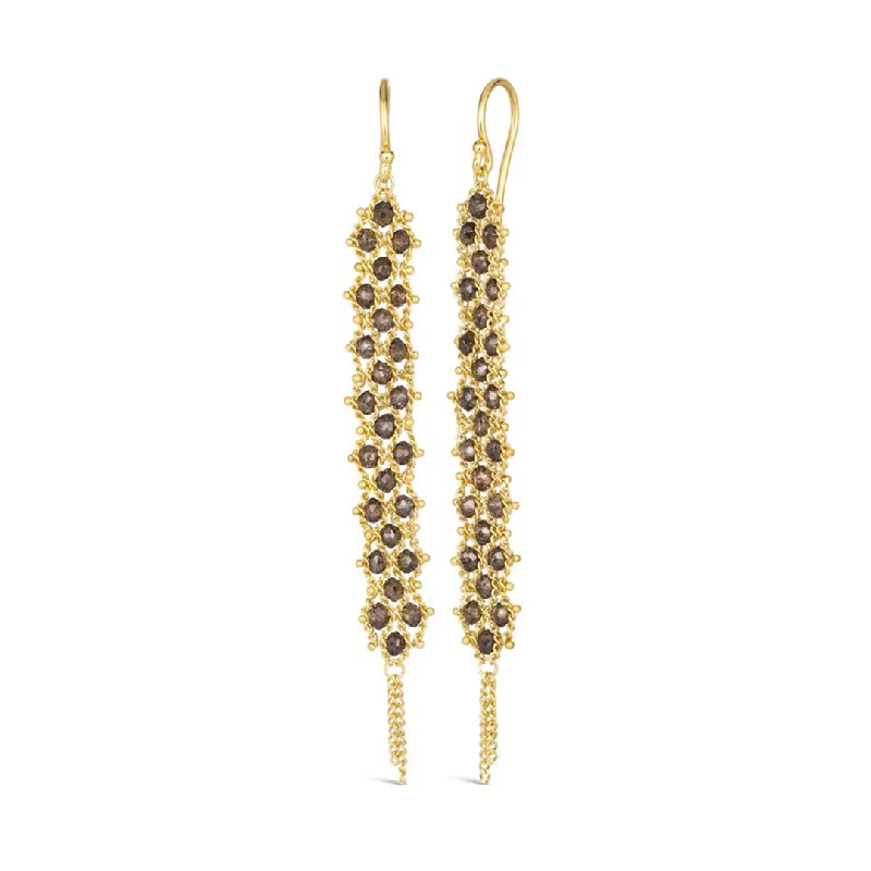 Women’s personalized earrings-Champagne Diamond Woven Textile Earrings