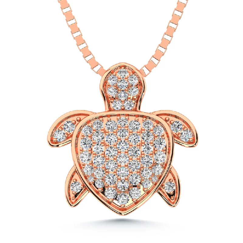 Women’s classic necklace-14K Rose Gold Diamond 3/8 Ct.Tw. Sea Of Life Turtle Pendant