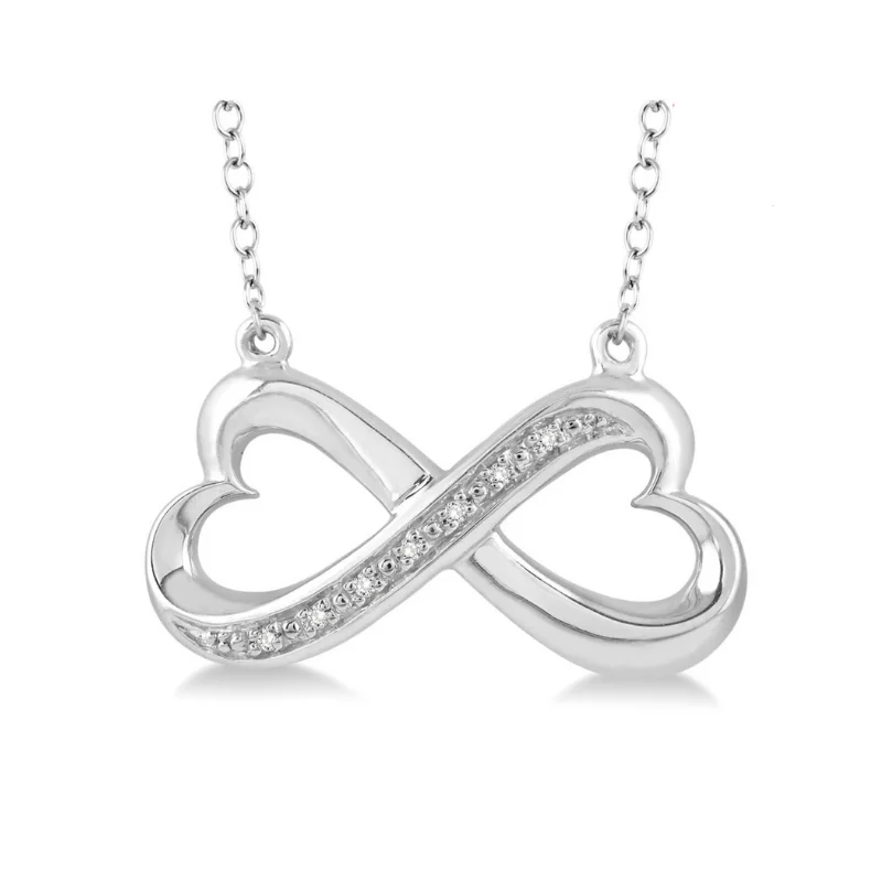 Women’s necklace set-Sterling Silver 1/50 Carat Diamond Infinity Pendant