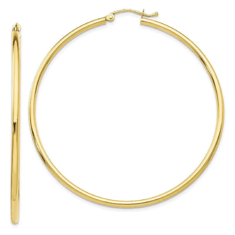 Women’s crystal earrings-10KT Yellow Gold Hinged Hoop Earrings