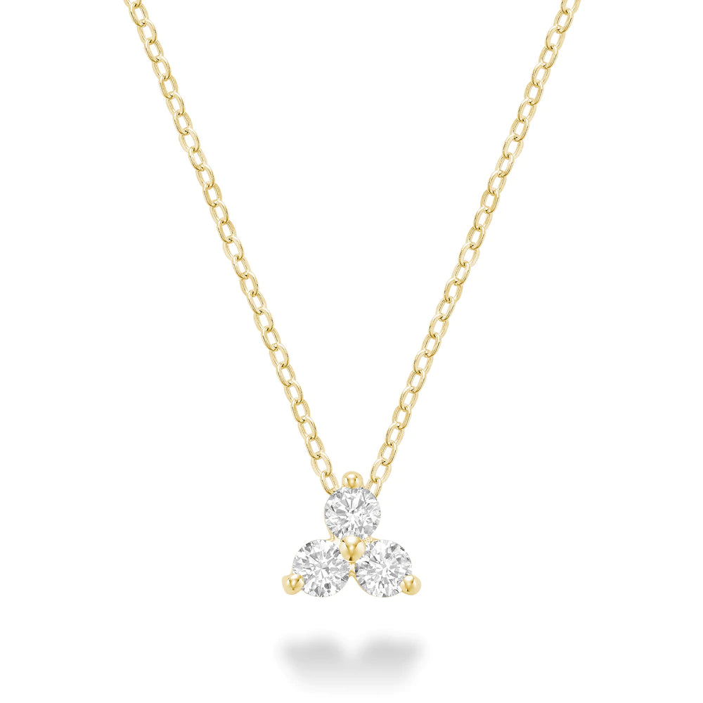 Women’s trendy drop earrings-Single Diamond Trio Necklace