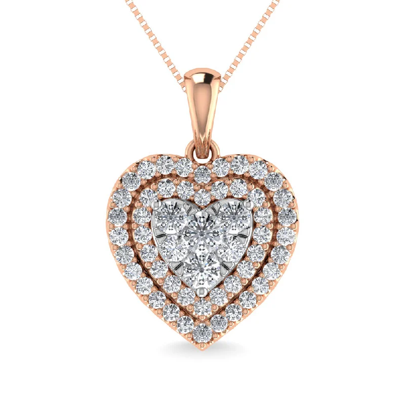 Women’s chain necklace-Diamond 3/4 Ct.Tw. Heart Pendant in 14K Rose Gold