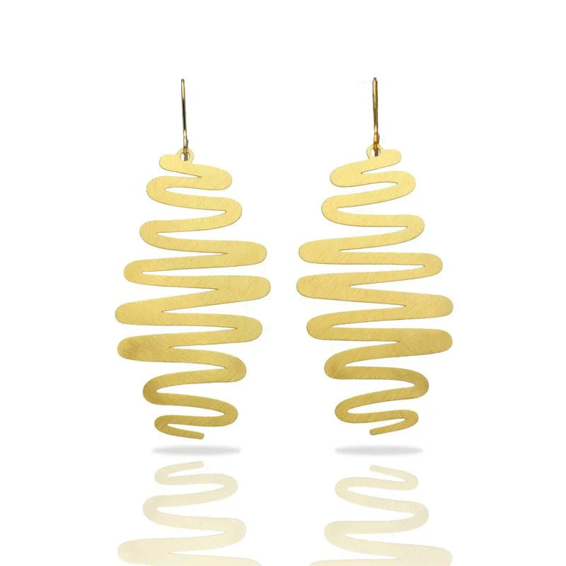 Women’s stacked earrings-RAS Ribbons Gold Earrings