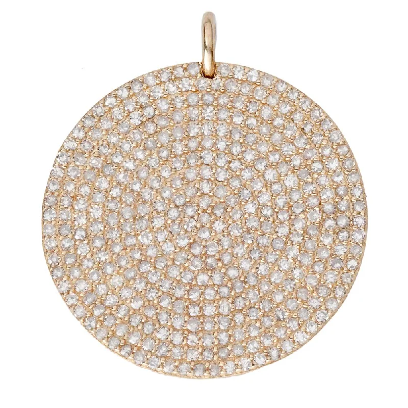 Women’s cubic zirconia necklace-MEDIUM DIAMOND DISC PENDANT, GOLD