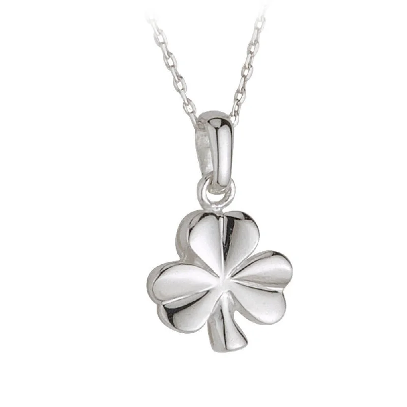 Women’s delicate chain necklace-Sterling Silver Shamrock Pendant with Chain - S44015