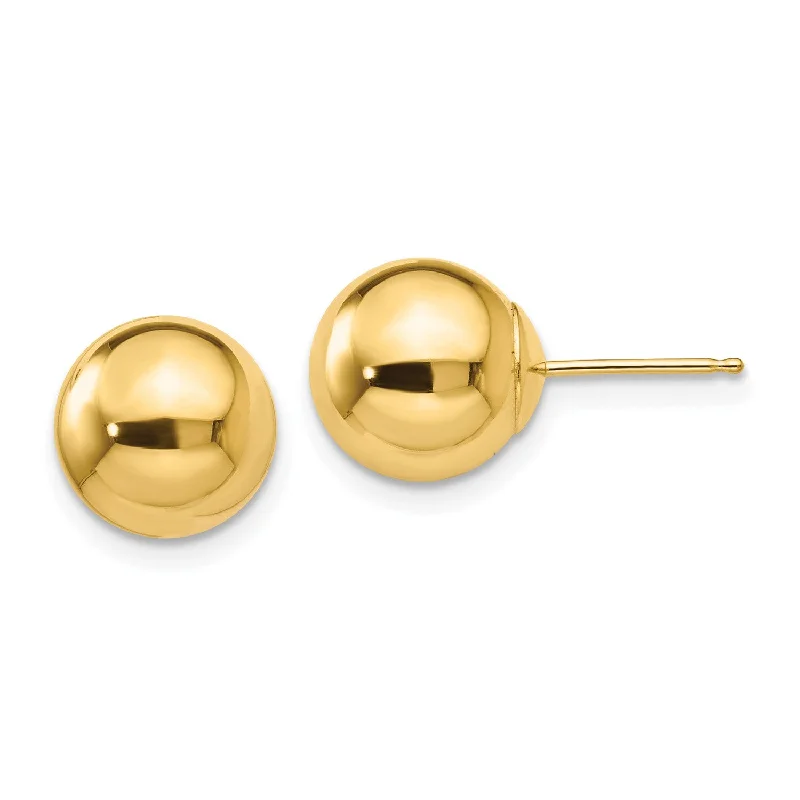 Women’s intricate design earrings-14KT Yellow Gold 9MM Ball Stud Earrings