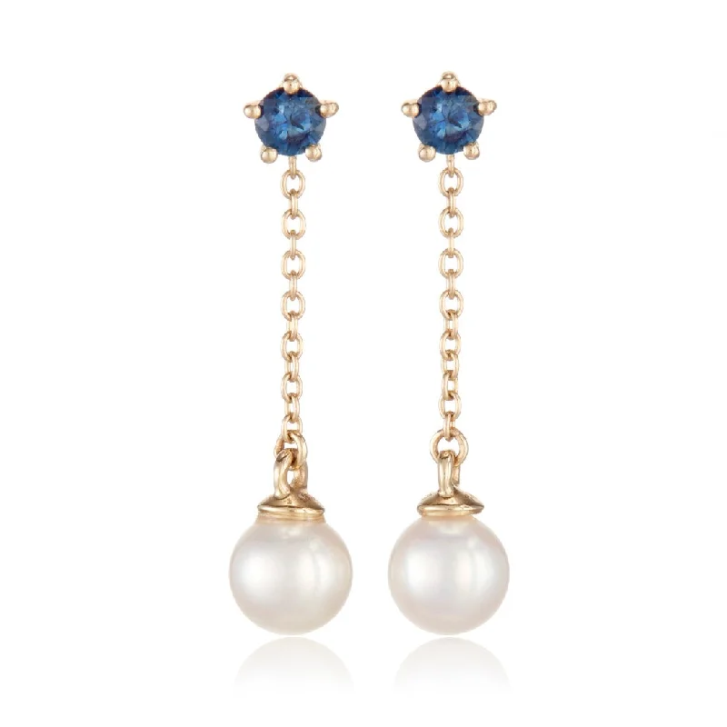 Women’s chunky earrings-Niagara Earrings in Pearls & Sapphires