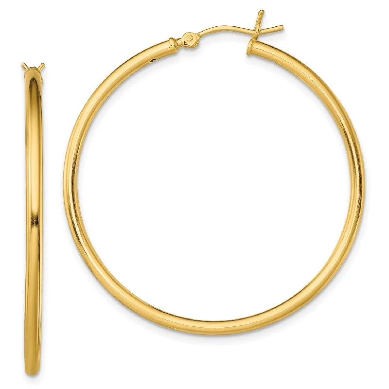 Women’s gold earrings-Goldtone Sterling Silver 2X40MM Hoop Earrings