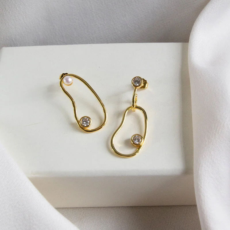 Women’s wedding hoop earrings-Pearl Shine Mismatched Earrings