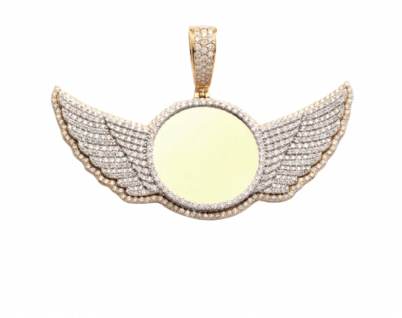 Women’s personalized necklace-10K 7CTW DIAMOND WING MEMORIAL PENDANT