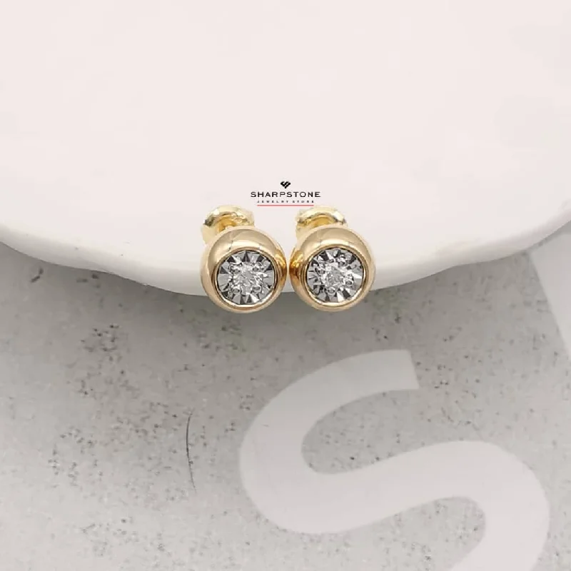 Women’s delicate earrings-0.06ct Bubble Diamond Earrings in 18 Karat Solid Gold