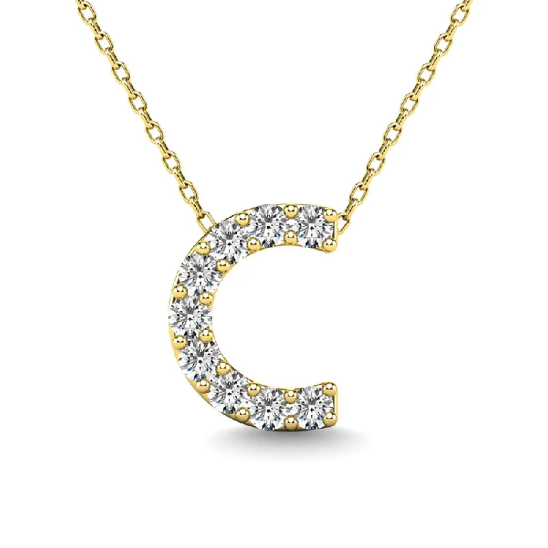 Women’s heart pendant necklace-Diamond 1/10 Ct.Tw. Letter C Pendant in 14K Yellow Gold"