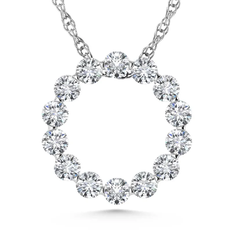 Women’s gemstone necklace-14K White Gold Lab Grown Diamond 1 Ct.Tw. Circle Pendant