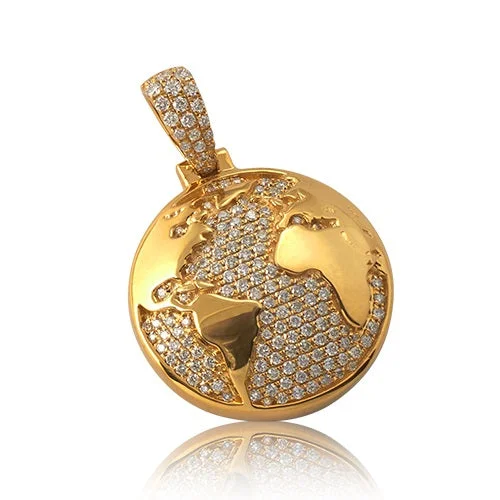 Women’s symbolic necklace-10K 0.75CTW HALF GLOBE DIAMOND PENDANT