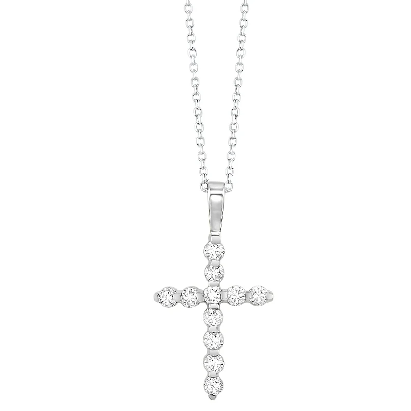 Women’s gemstone pendant necklace-1/4 Ctw Diamond Cross Pendant in 14 Karat White Gold