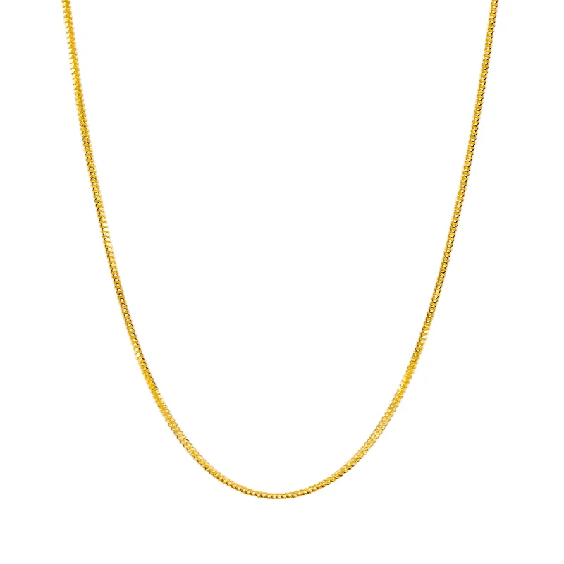 Women’s sapphire necklace-22K Yellow Gold Long Chain W/ Wheat Link Chain, 24 Inches