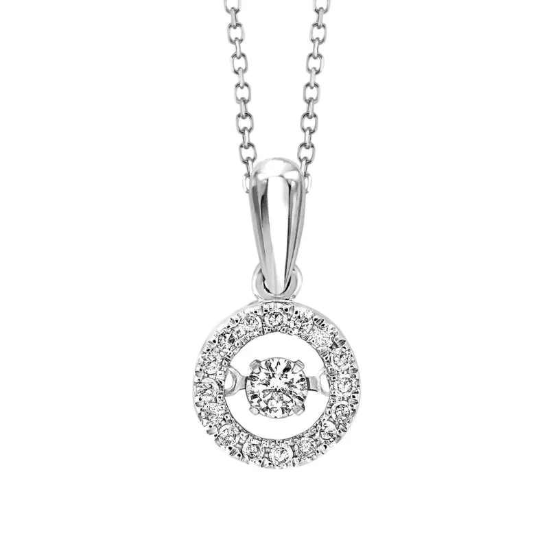 Women’s infinity pendant necklace-1/5 Ctw Rhythm of Love Round Diamond Halo Pendant