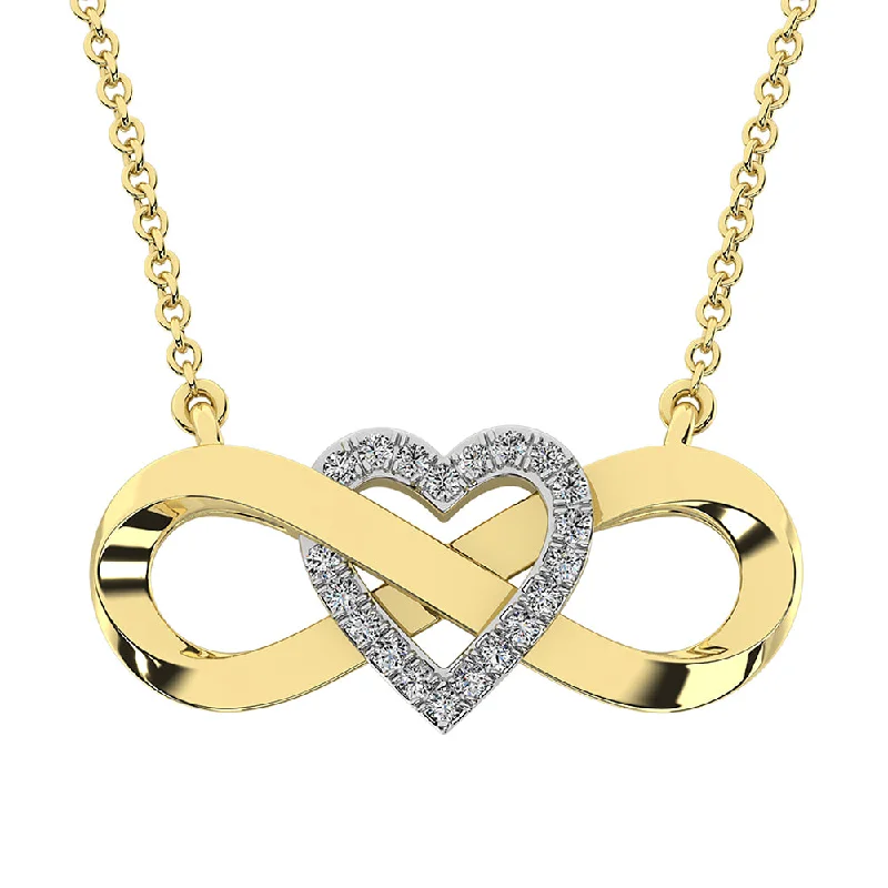 Women’s love necklace-10K Yellow Gold 1/20 Ct.Tw. Diamond Infinity Pendant With Heart