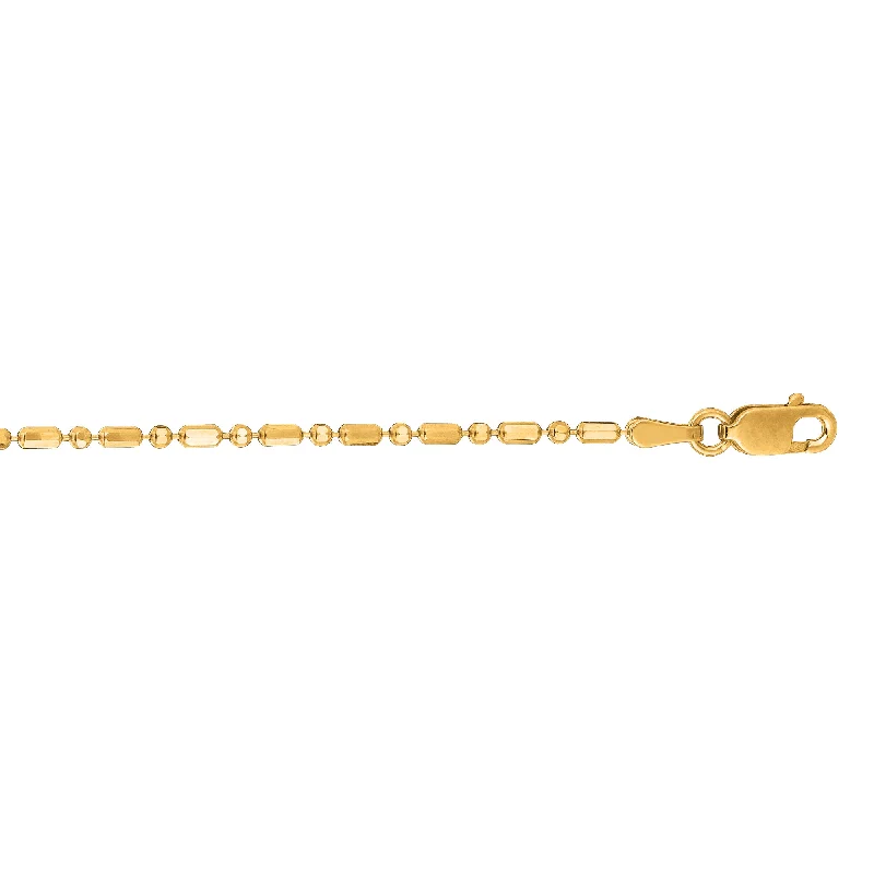 Women’s gold engagement ring-14K Gold 1.3mm Diamond Cut Bar and Bead Chain