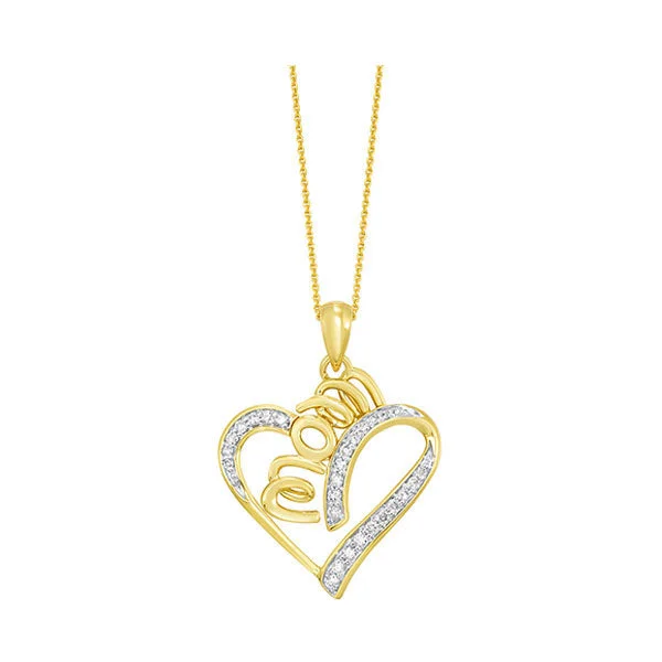 Women’s engraved pendant necklace-Sterling Silver And Yellow Gold Plated Diamond Pendant