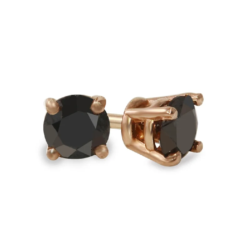 Women’s flower earrings-14K Rose Gold 5 CTW Rd Black Diamond Stud Earrings