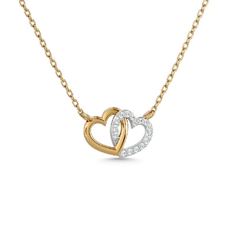 Women’s birthstone necklace-Diamond 1/6 Ct.Tw. Duel Heart Pendant in 10K Two Tone Gold