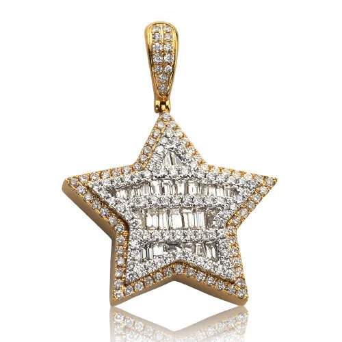 Women’s romantic necklace-14K 2.75CTW DIAMOND STAR PENDANT