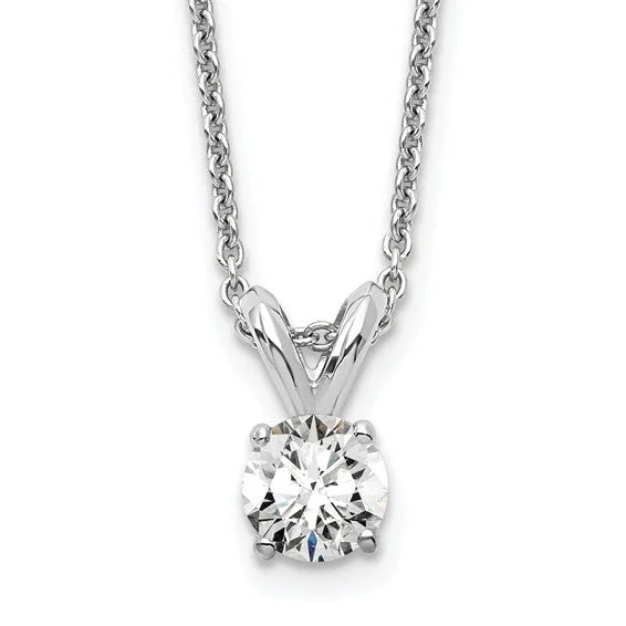 Women’s luxury diamond necklace-14K White Gold Classic Round Diamond Pendant