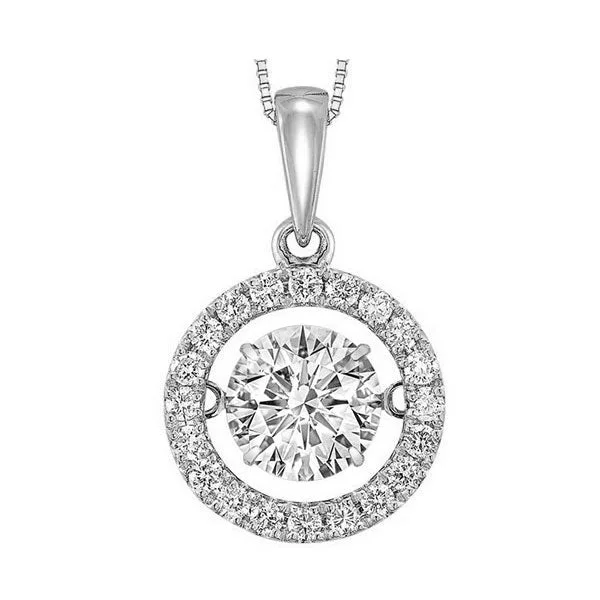 Women’s antique gold necklace-14K White Gold Diamond Rhythm Of Love Pendant