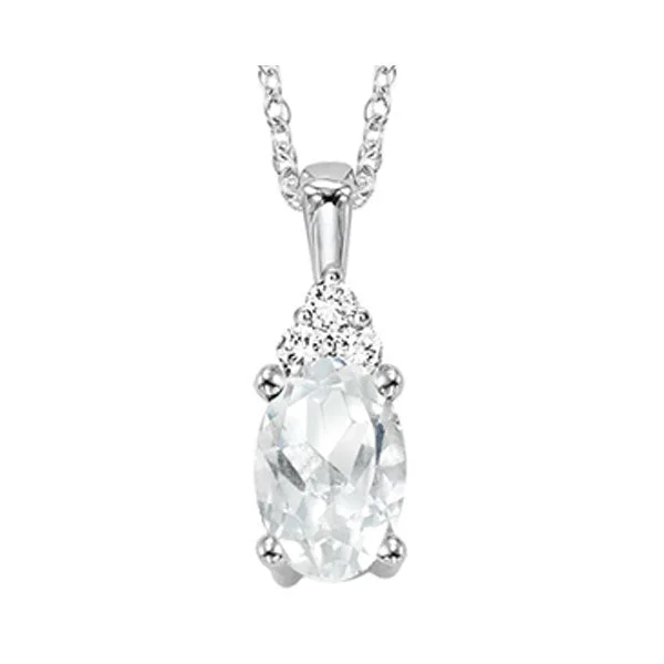 Women’s heart-shaped necklace-10K White Gold White Topaz Diamond Pendant