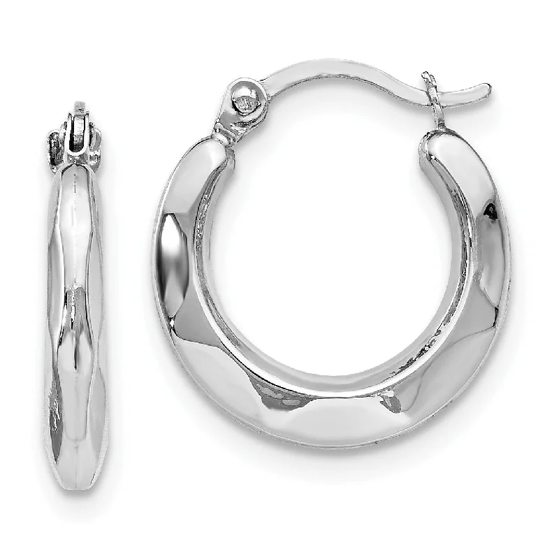 Women’s dangling earrings-14KT White Gold 15MM Hinged Hoop Earrings