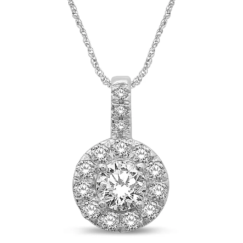 Women’s minimal gold necklace-14K White Gold 7/10 Ct.Tw. Diamond Fashion Pendant