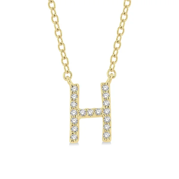 Women’s minimalist silver necklace-1/20 ctw Initial 'H' Round Cut Diamond Pendant With Chain in 10K Yellow Gold