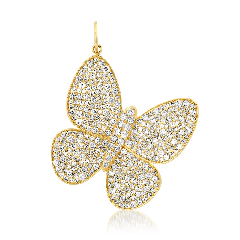 Women’s chain necklace-STUNNING DIAMOND BUTTERFLY PENDANT, 14kt GOLD