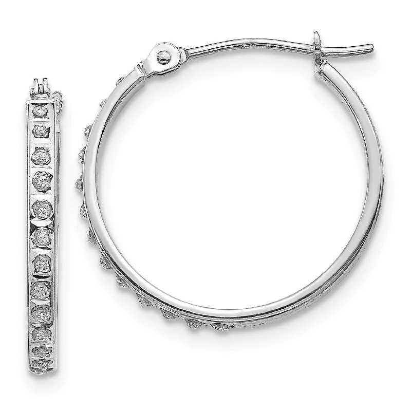 Women’s birthstone earrings-Diamond Fascination 14KT White Gold 20X2MM Diamond Accent Hoop Earrings