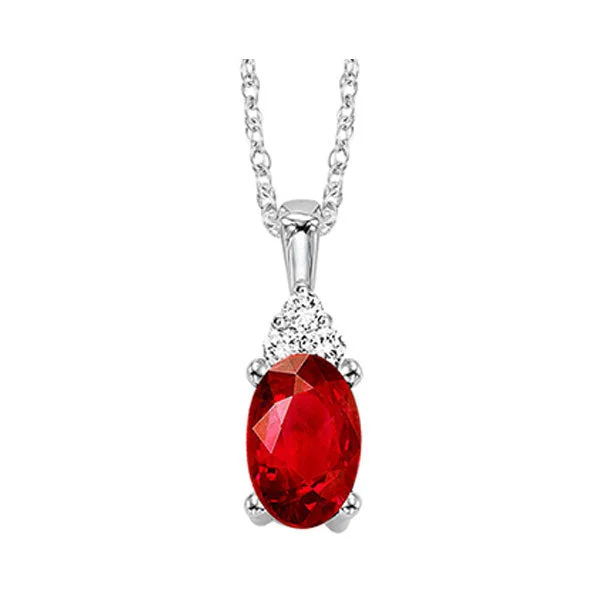 Women’s ruby necklace-10K White Gold Garnet Diamond Pendant