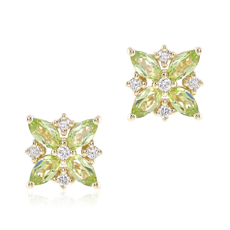 Women’s long drop earrings-Celeste Earrings in Peridot & Diamonds